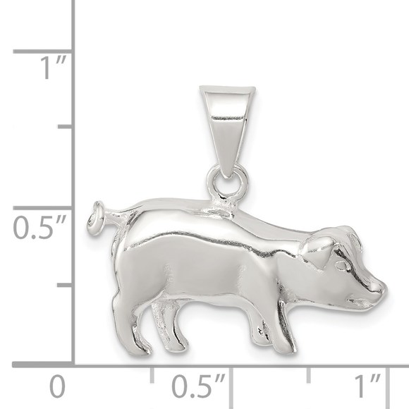 925 Sterling Silver Farm Animal Pig Piglet Necklace Charm Pendant - Picture 3 of 4